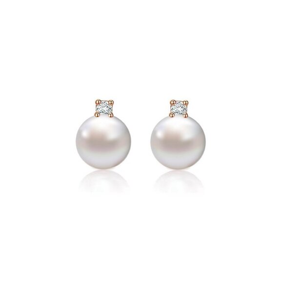 New S925 Sterling Silver Silver Needle Four Prong Set Solitaire Diamond Pearl Ea - Picture 6 of 6